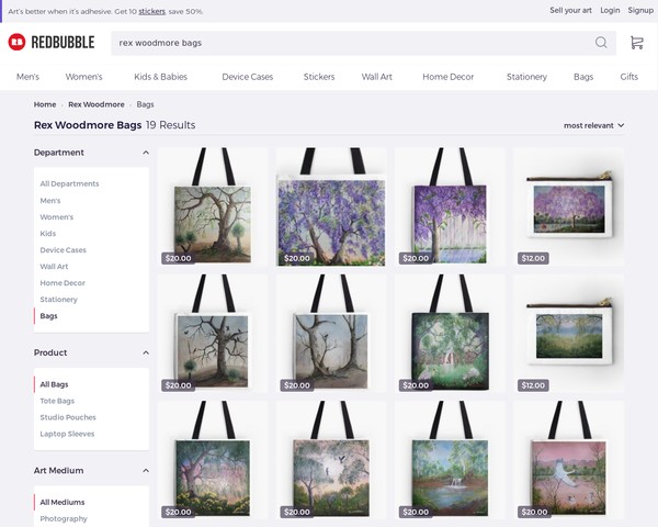 redbubble - Rex Woodmore Bags
