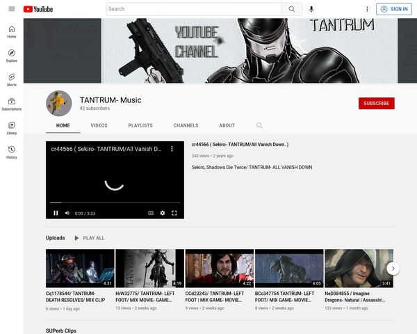 YouTube Channel (TANTRUM- MUSIC)