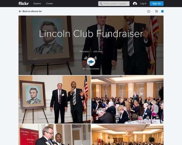 My Lincoln Art at the Lincoln Club Dinner with Dr. Benjamin Carson in 2013